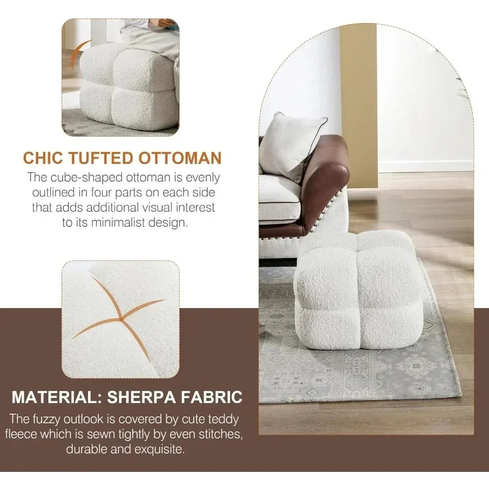 Modern Ottoman Coffee Table  Square Cube Pouf