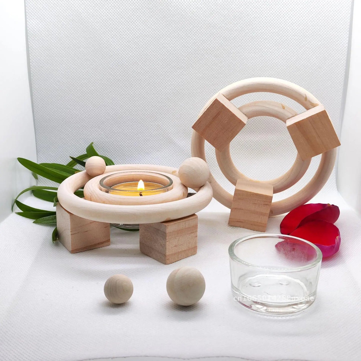 Solar System Theme Wooden Candlestick Orbiting
