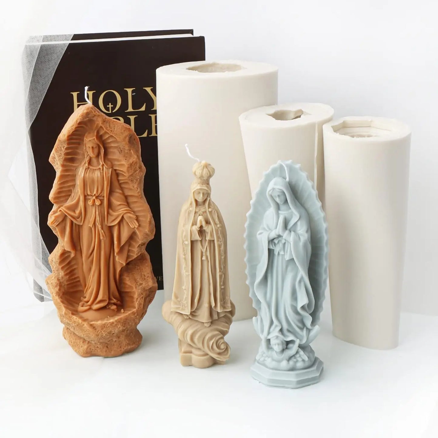3D Virgin Mary Savior Jesus Sculpture Silicone Candle Molds,