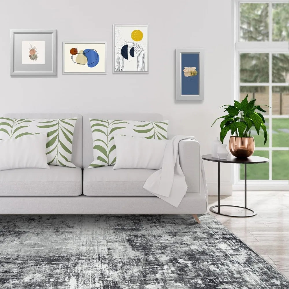 9x12 Feet Modern Washable Area Rugs: Abstract Design