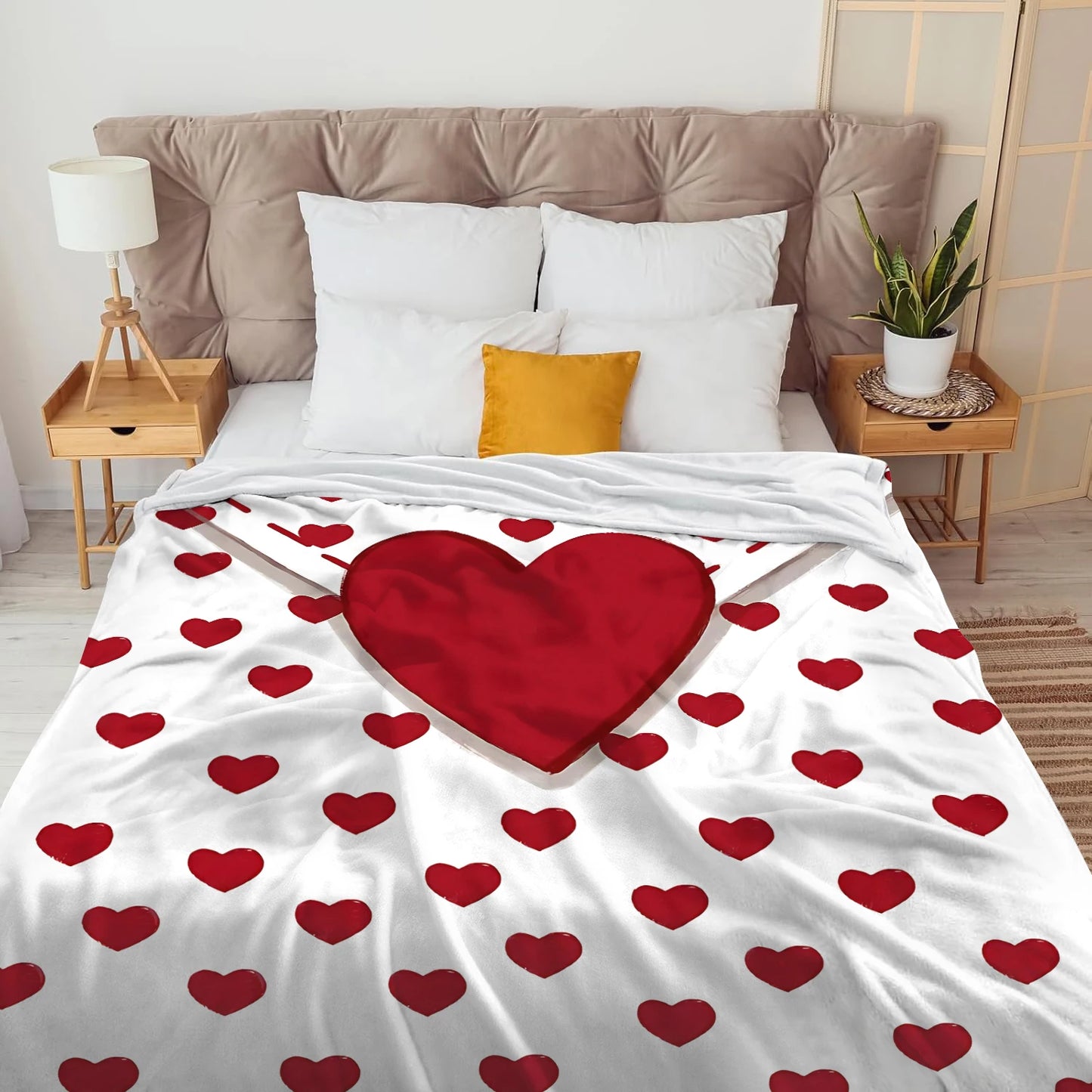 1pc  blanket, ultra soft and comfortable  heart-shaped rose