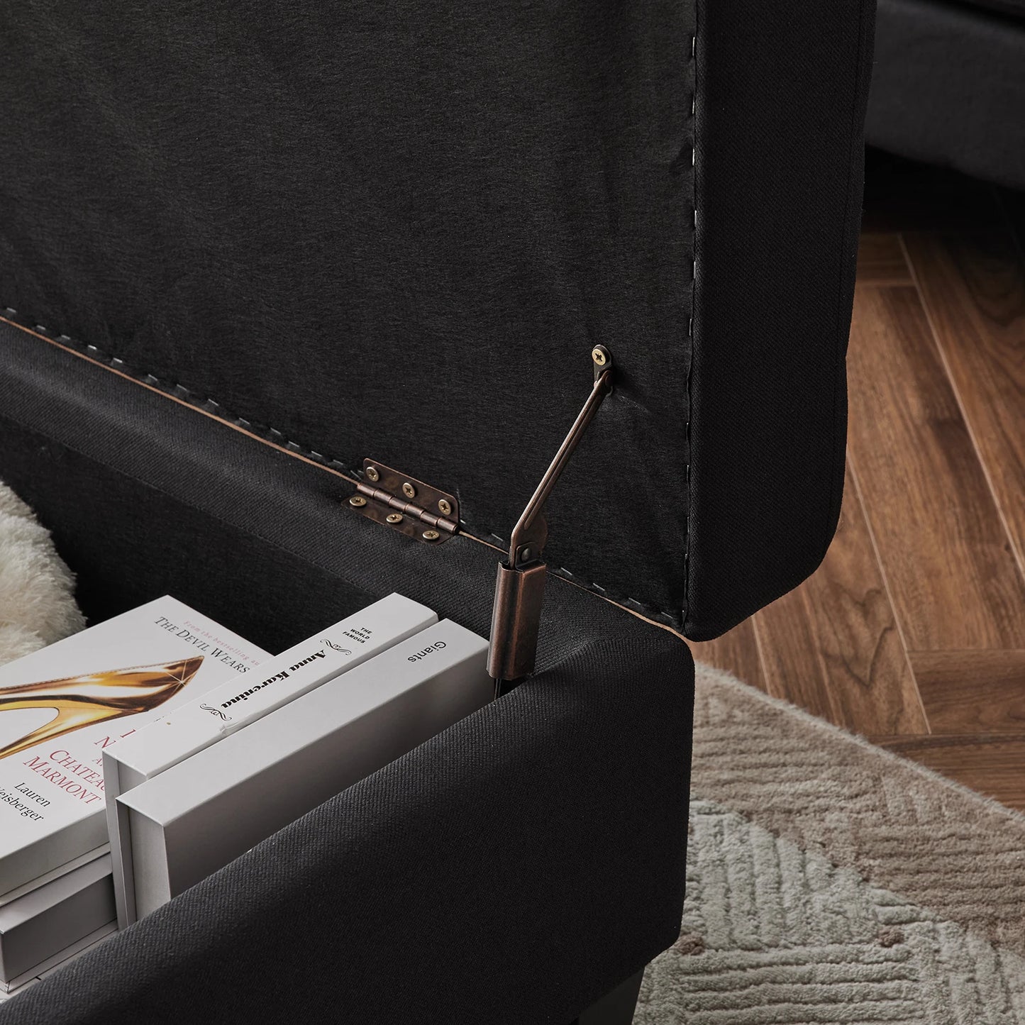 Storage Ottoman Bench, 51-inch Large Tufted Foot Rest