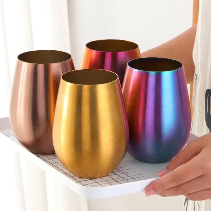 500ml Stainless Steel Titanium Plating Wine - Beer Glasses