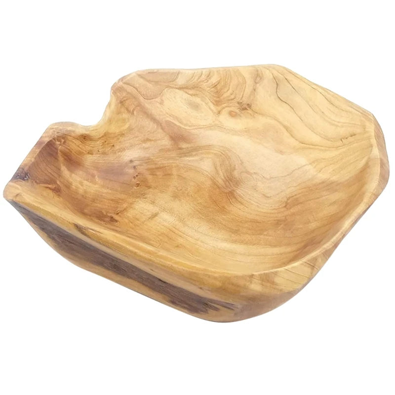 Wooden Fruit Salad Serving Bowl Hand-Carved Root Bowls  15-19cm