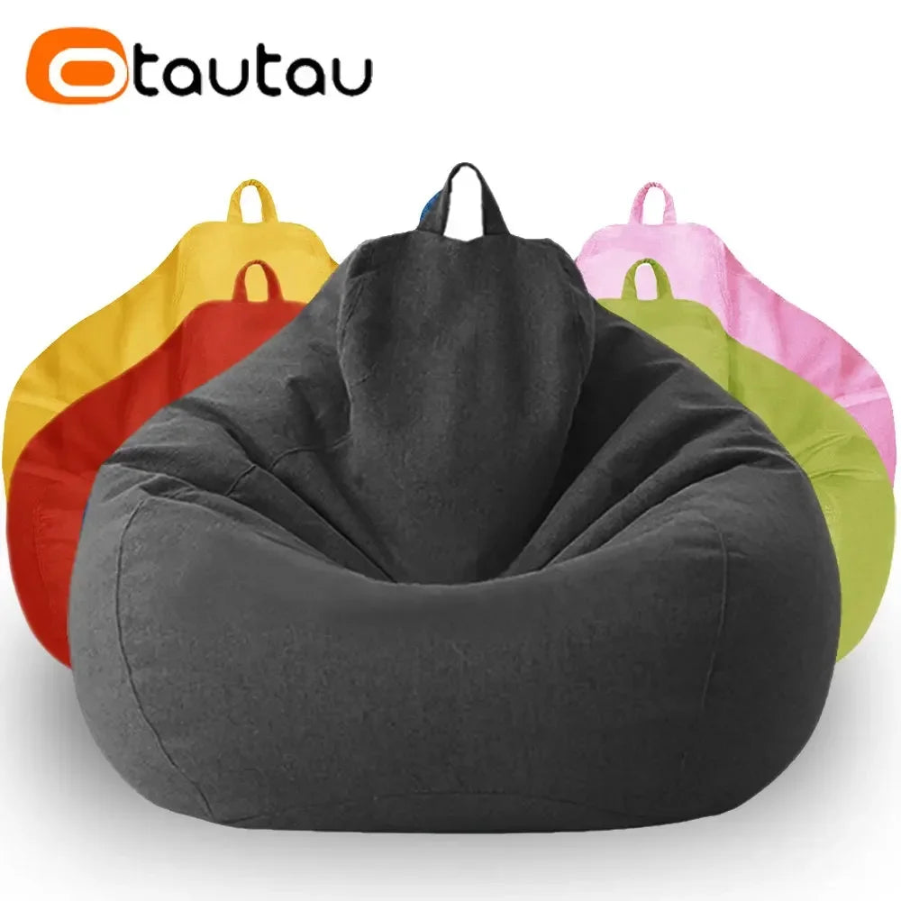 Filled 70cm Bean Bag Sofa with Filler Big Cotton Linen