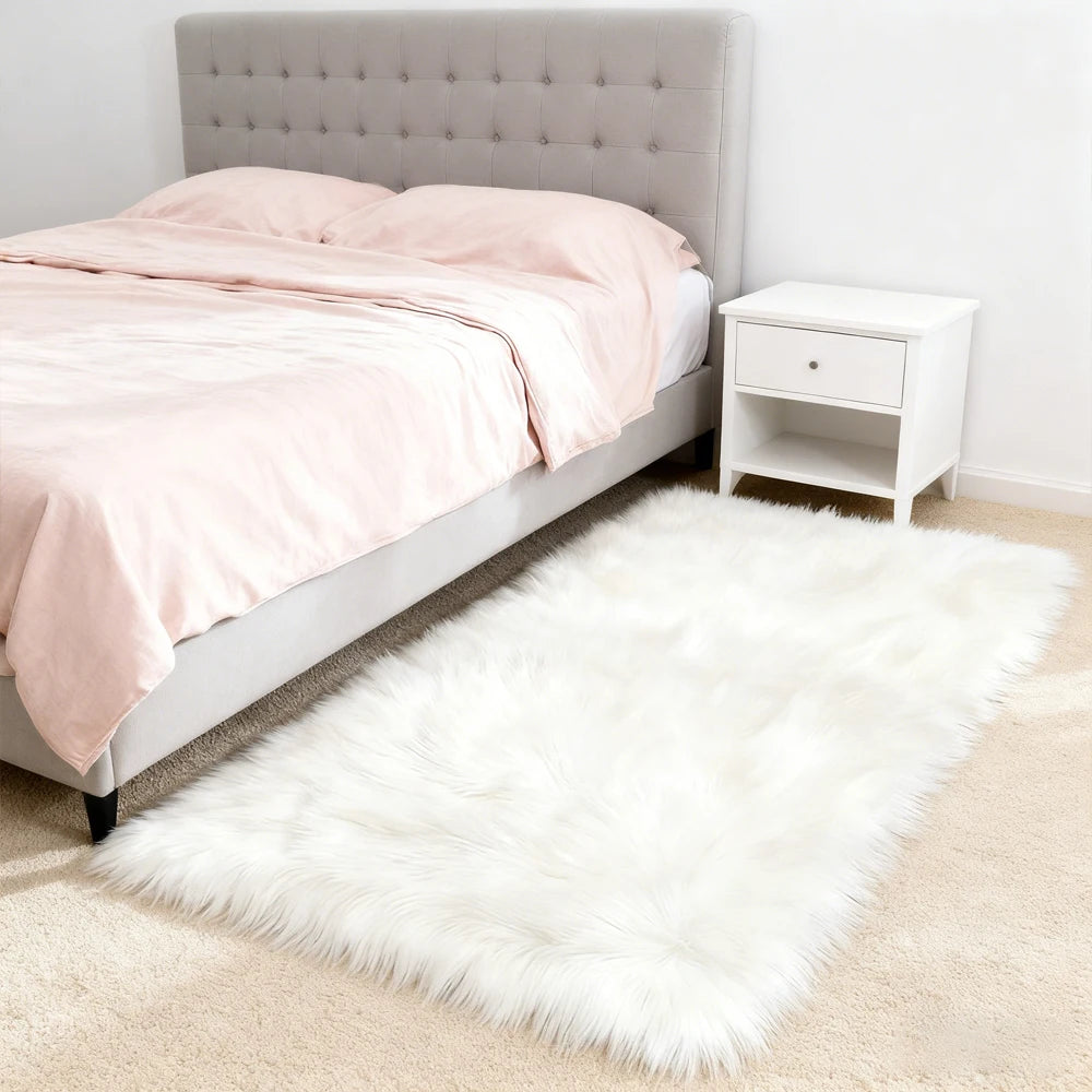 Area Rugs 10x12 Fluffy Fuzzy Furry Rug Faux Sheepskin