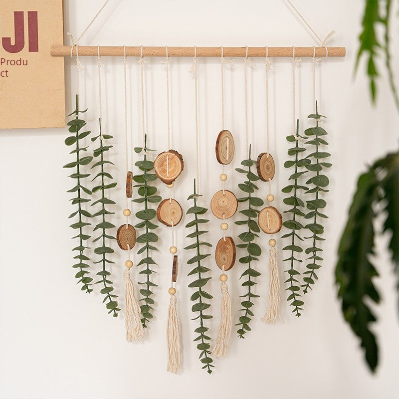 Room Decoration Hand-Woven Background Wall Eucalyptus Leaf