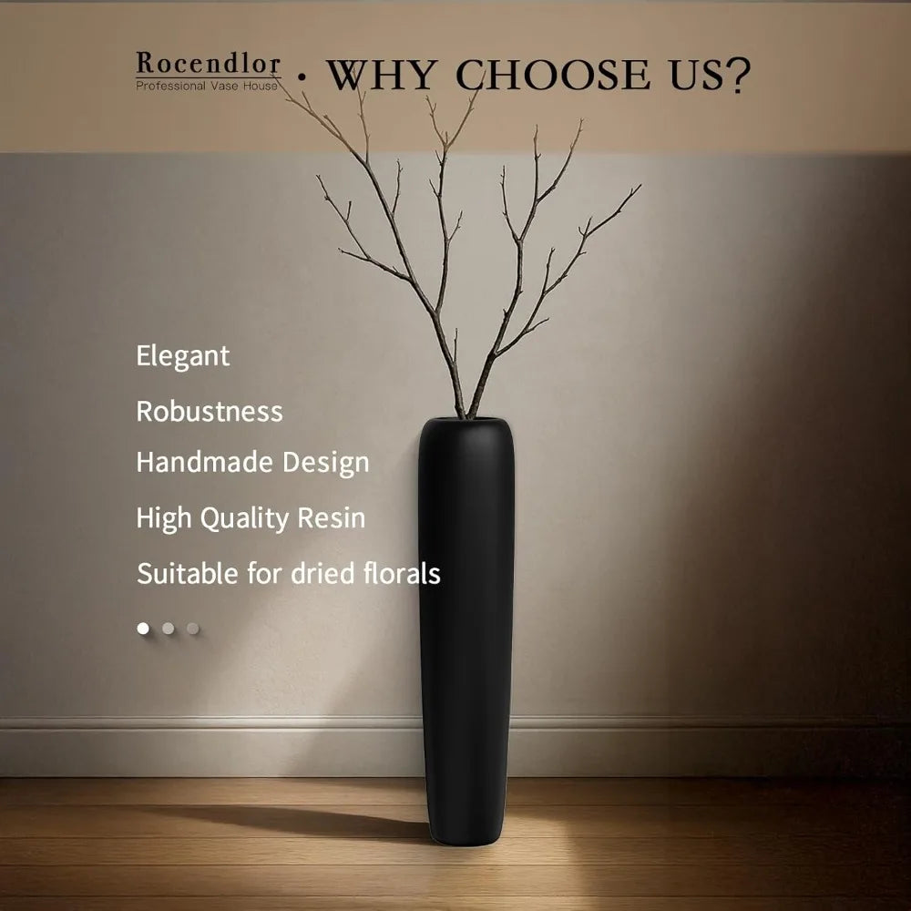 Elegant Tall Black Vase