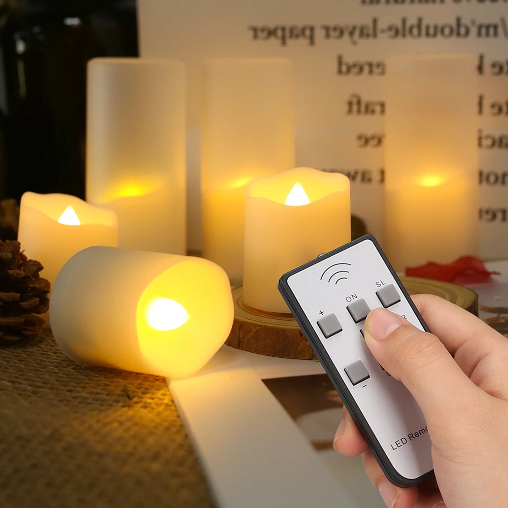 6Pcs/Set Rechargeable LED Candle Timer Remote