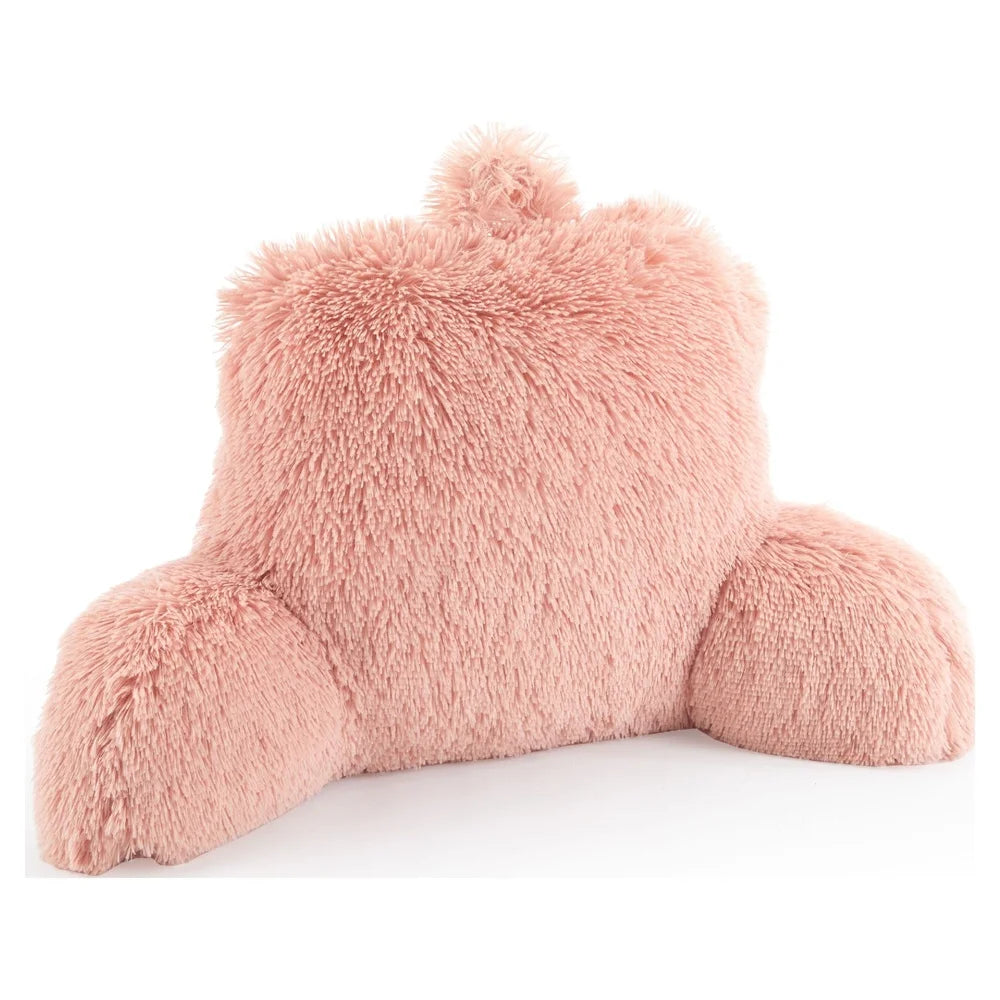 Long Faux Fur Backrest Pillow Soft Polyester Cushion