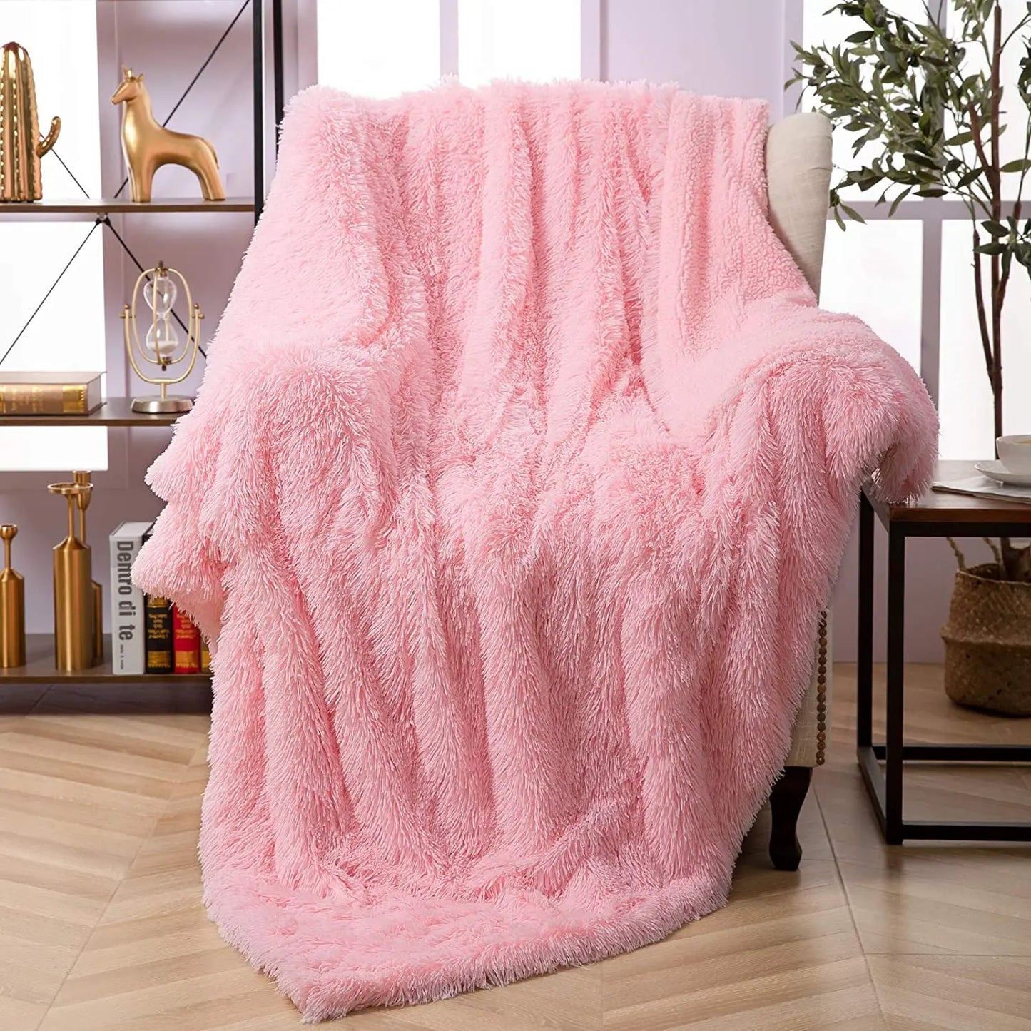 Fluffy Blanket Throw Solid Color Shag Plush