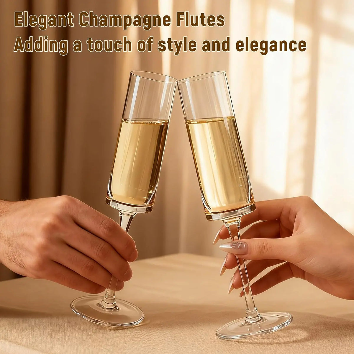Crystal Champagne Flutes Set of 12 - 185ml/6.5oz Hand Blown
