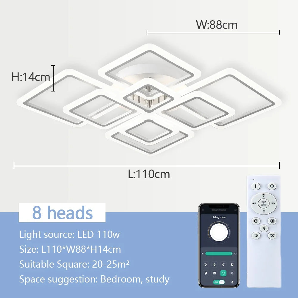 Modern LED Ceiling Light Acrylic square Dimmable Smart Ceiling Pendant Lamp Living Room Lights For Bedroom Dining Room Luminaire