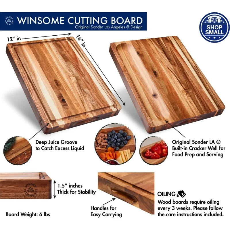 Thick Sustainable Acacia Wood Cutting Board, Charcuterie