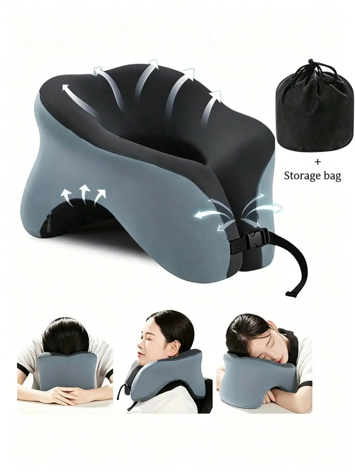 360° Head Support Memory Foam 2-In-1 Neck Pillow