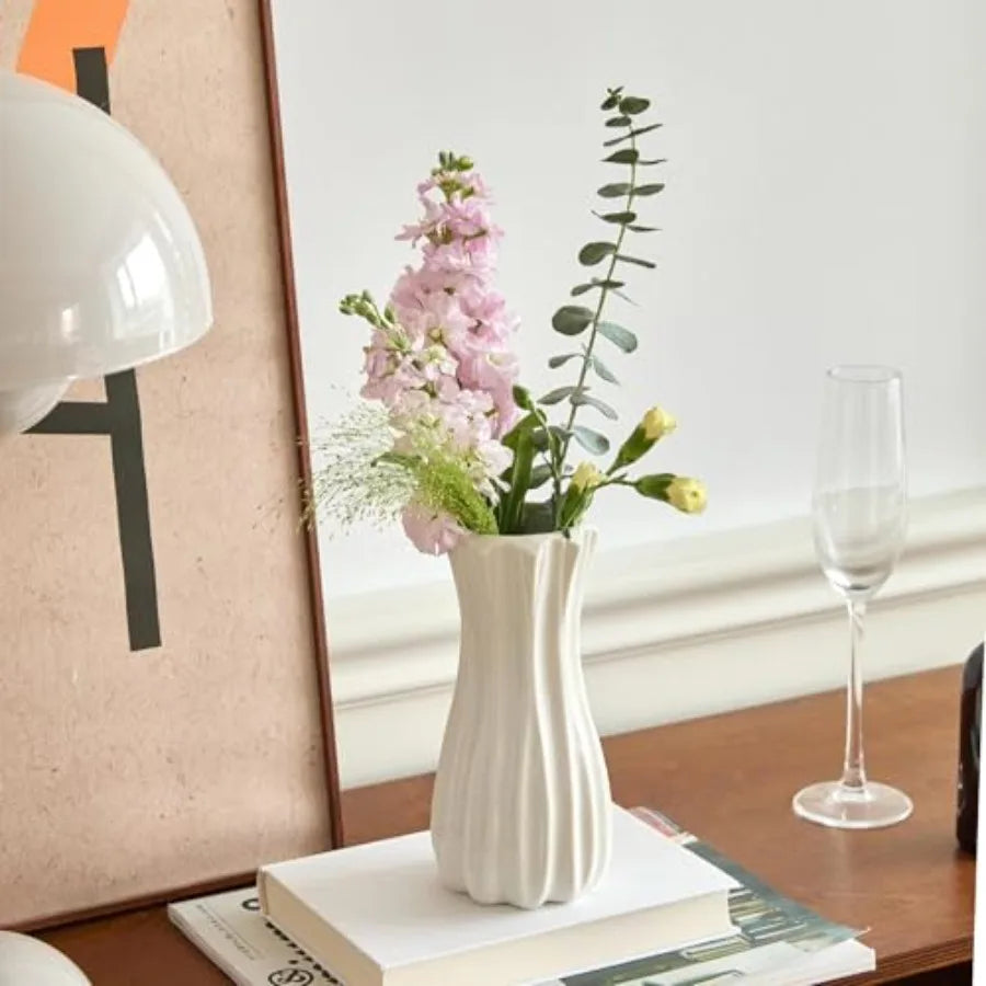 8 Inch White Ceramic Vase