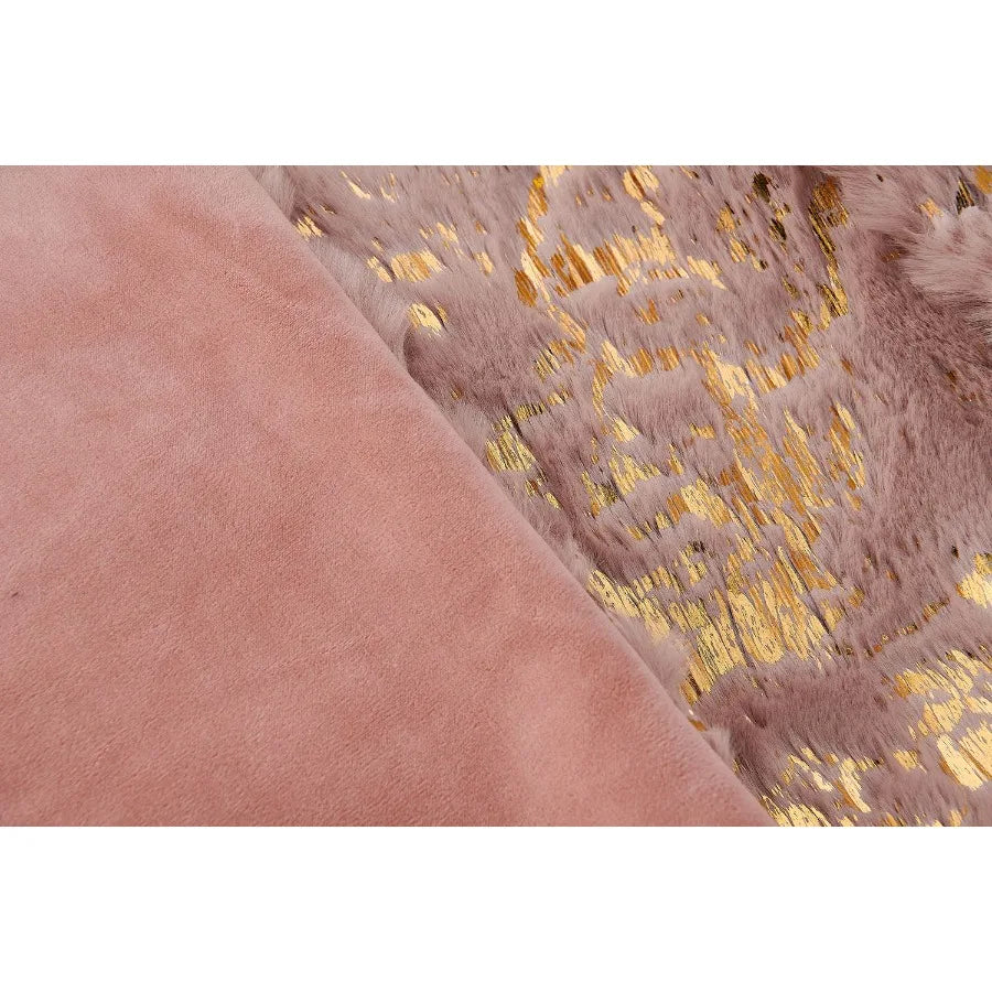 Luxury Chinchilla Faux Fur Gilded Dust Pink Pillow 22 In. x 22 In.
