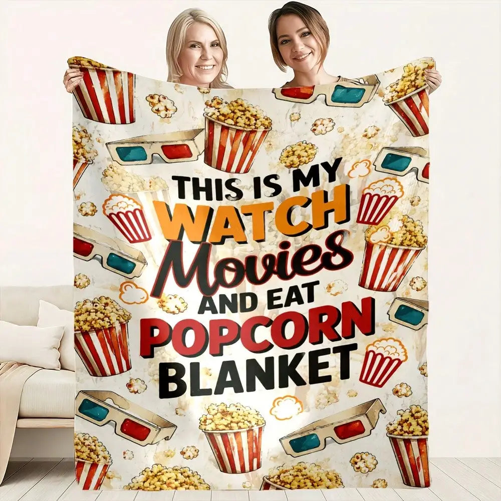 Movie Night Flannel Blankets & Throws Popcorn