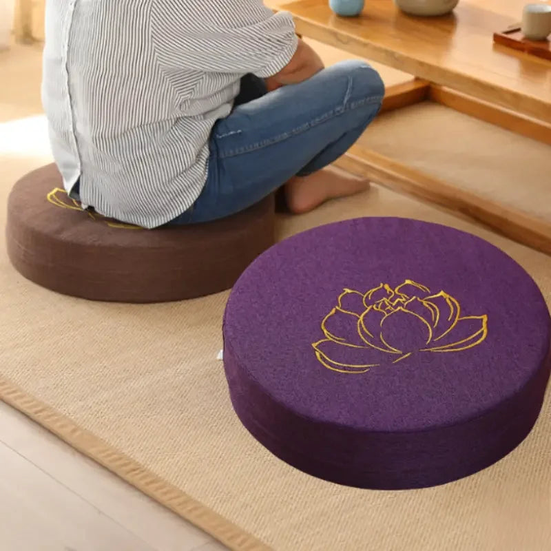 40X6CM Yoga Meditation Linen Cushion  Mat Removable Washable