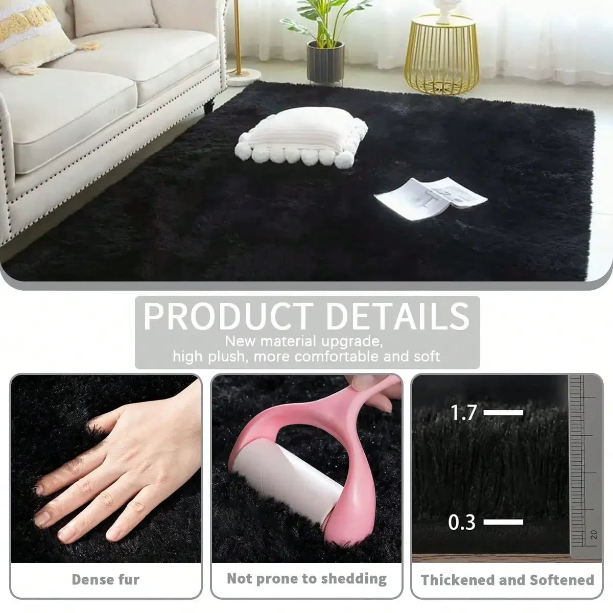 Plush And Thick Long-Pile Carpet, Super Soft And Comfortable Rug, Non-Slip