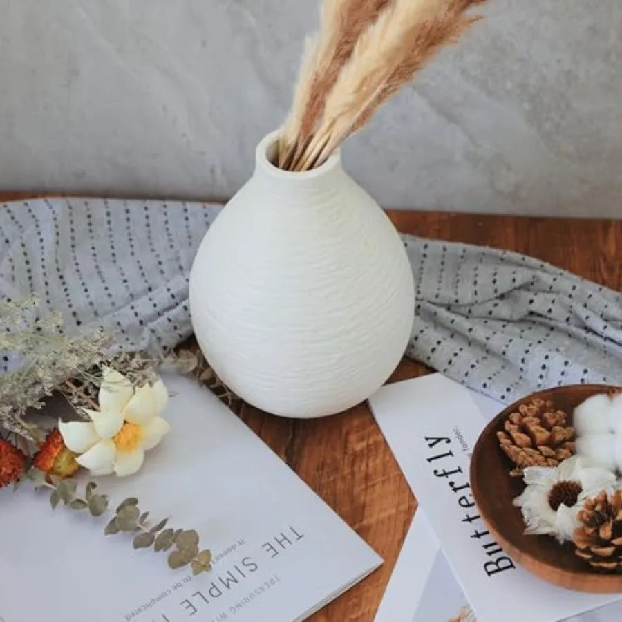 Snow Inspired Flower Vase, Ceramic Vases, White Vases