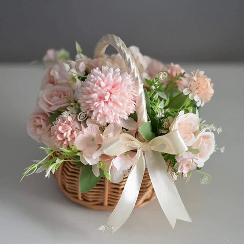 Hand-woven Basket With Handle Wicker Sundries Basket