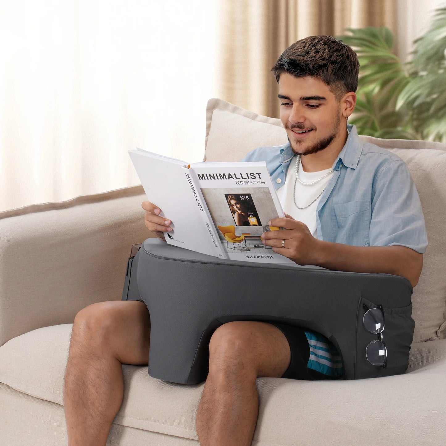 Gaming Reading Pillow Ergonomic Soft Memory Foam 3 Legs