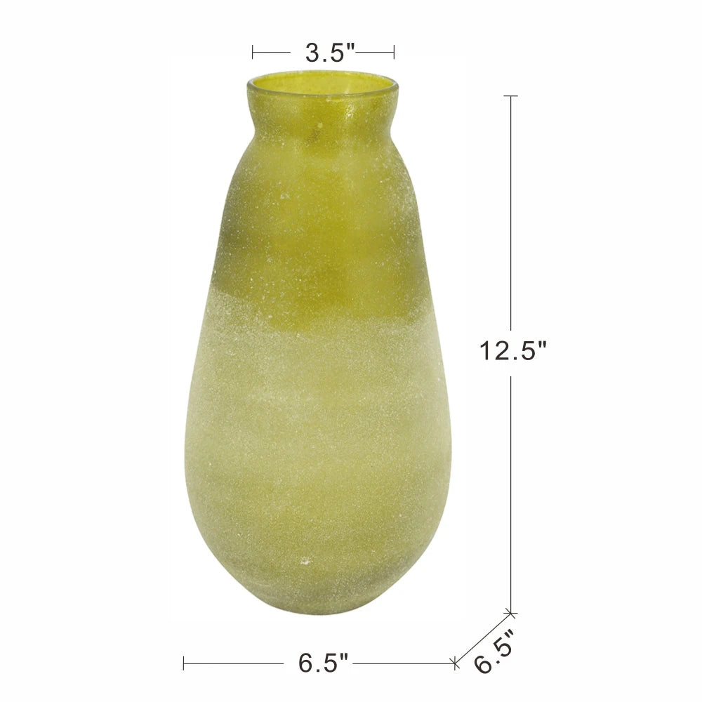 D6.5x12.5" Glass Flower Vase Green