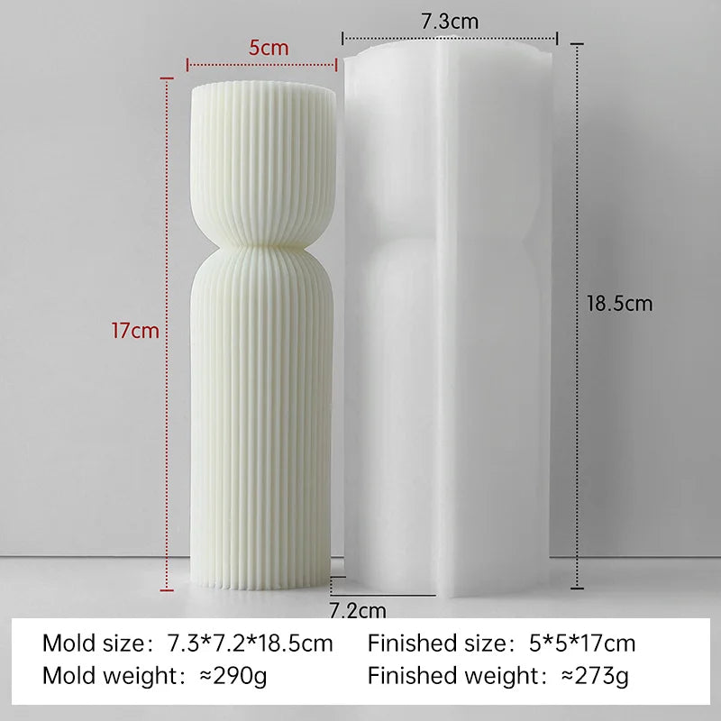 Striped Cylinder Aroma Candle Silicone Mold Soy Wax Candles Making Supplies