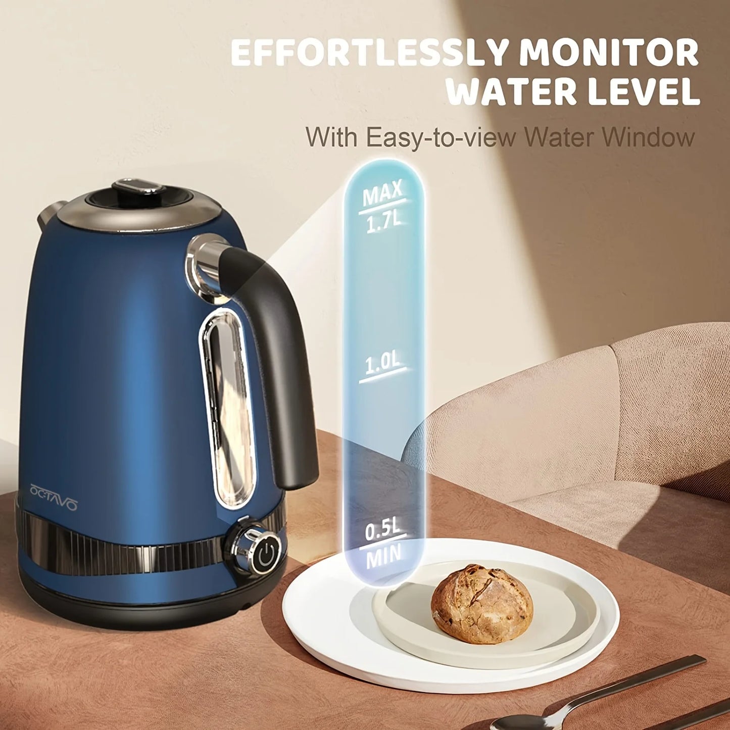 1pc 1.8QT Electric Kettle, US Plug, 7 Heat Settings & LED Display (1100W)