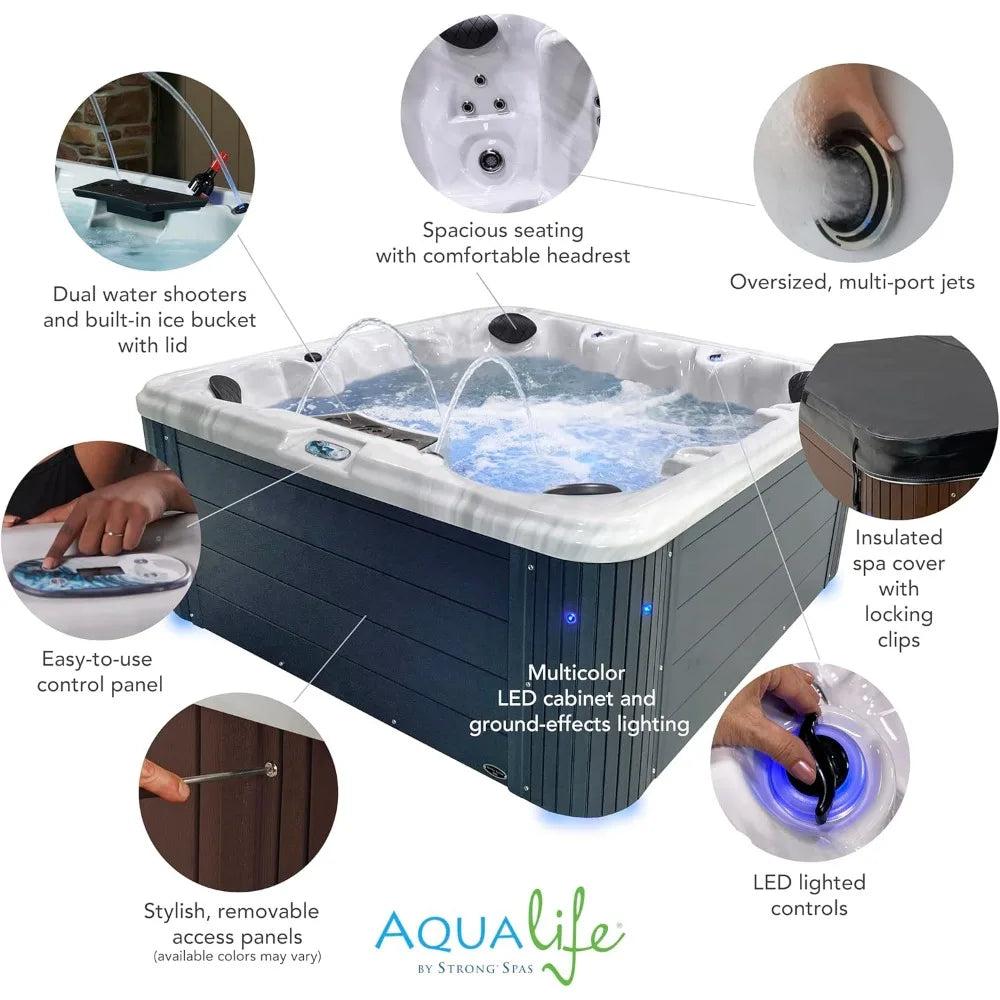 Outdoor Hot Tub, 34 Nozzles for 6-7 People, 86 Port,