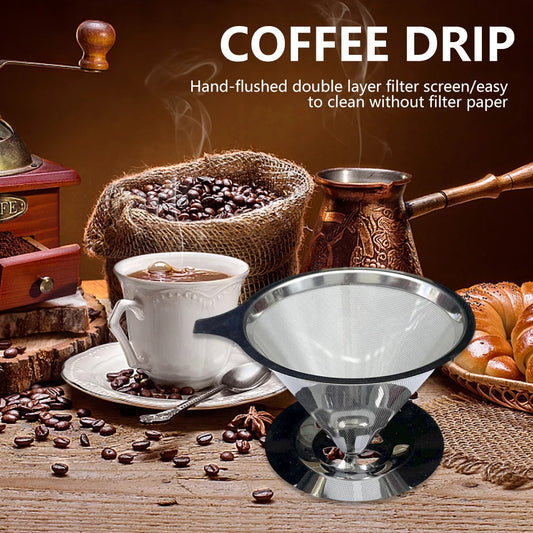 Cone Coffee Filter Screen 304 Stainless Steel Double-layer
