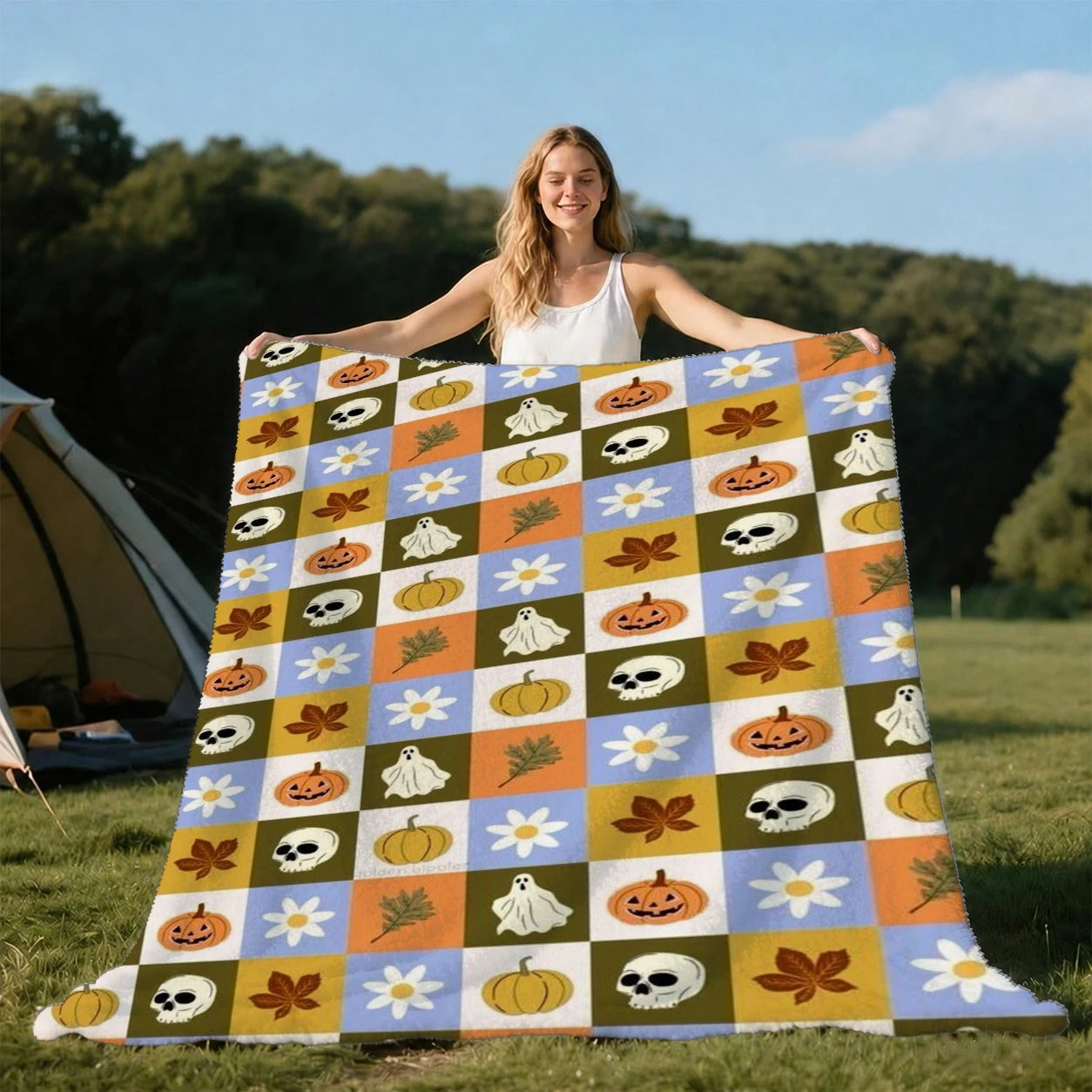 1pcs Checkered Pattern Throw Blanket
