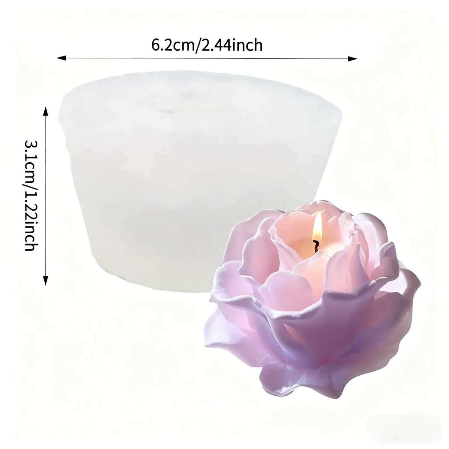 1 Piece 3D Elegant Rose Silicone Mold - Reusable Flexible Mold for Candles, Resin Art, Handmade Soap and Clay Making