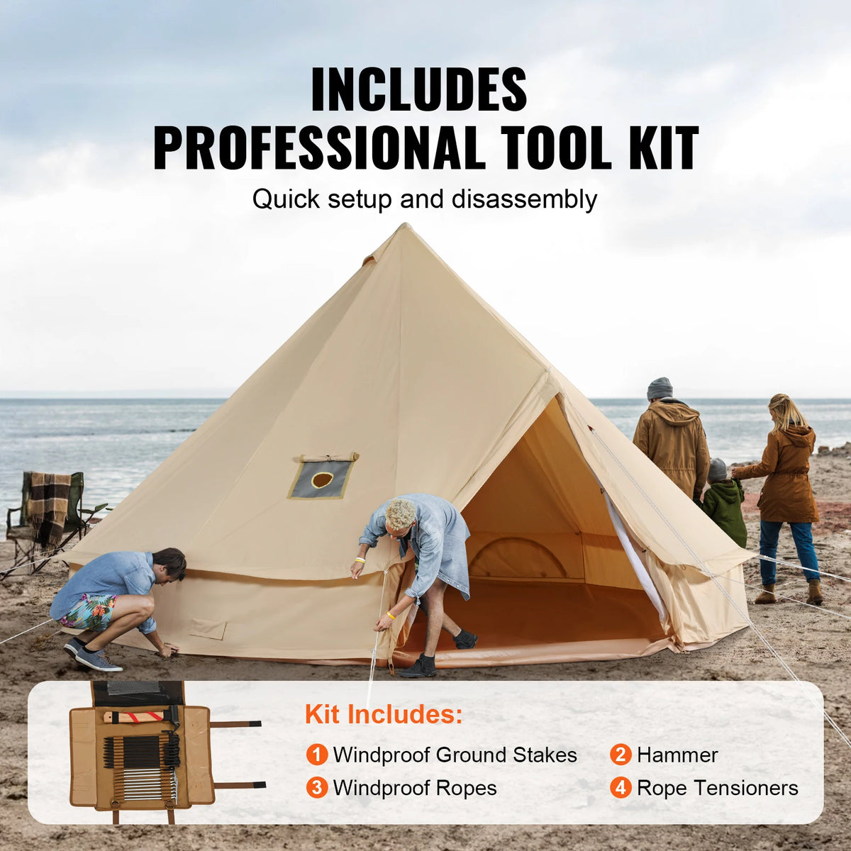 Canvas Bell Tent 4 Seasons 3/4/5/6/7m  8People