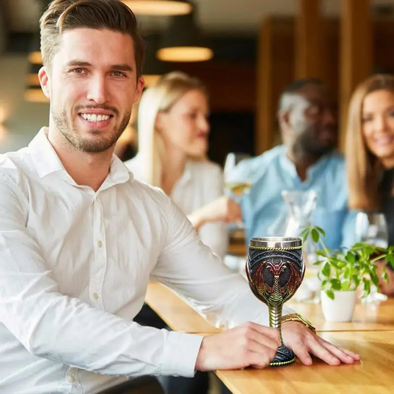 Creative 3D Dragon Beer Cup Resin Stainless Steel  Wine Goblet