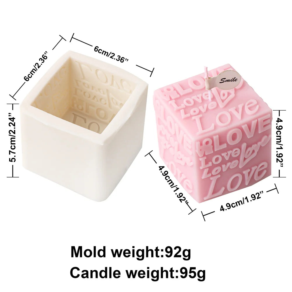Cubic Love Letter Candle Molds Scented Plaster Resin Craft Making Cube
