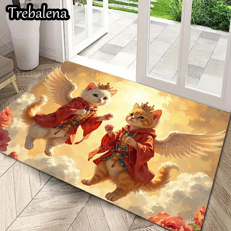 1pc Welcome Door Mat Adorable Angel Cats Doormat