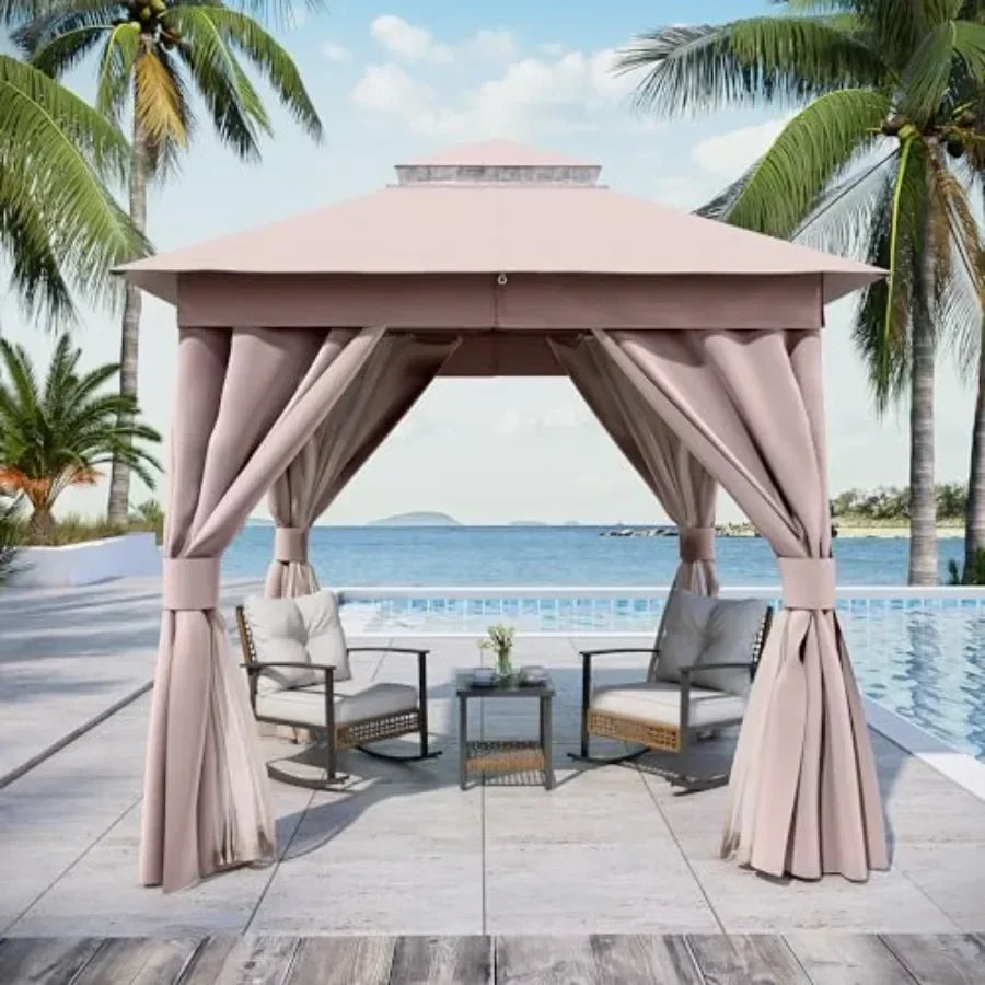 Gazebo Heavy Duty with Double Roofs Mosquito Nettings