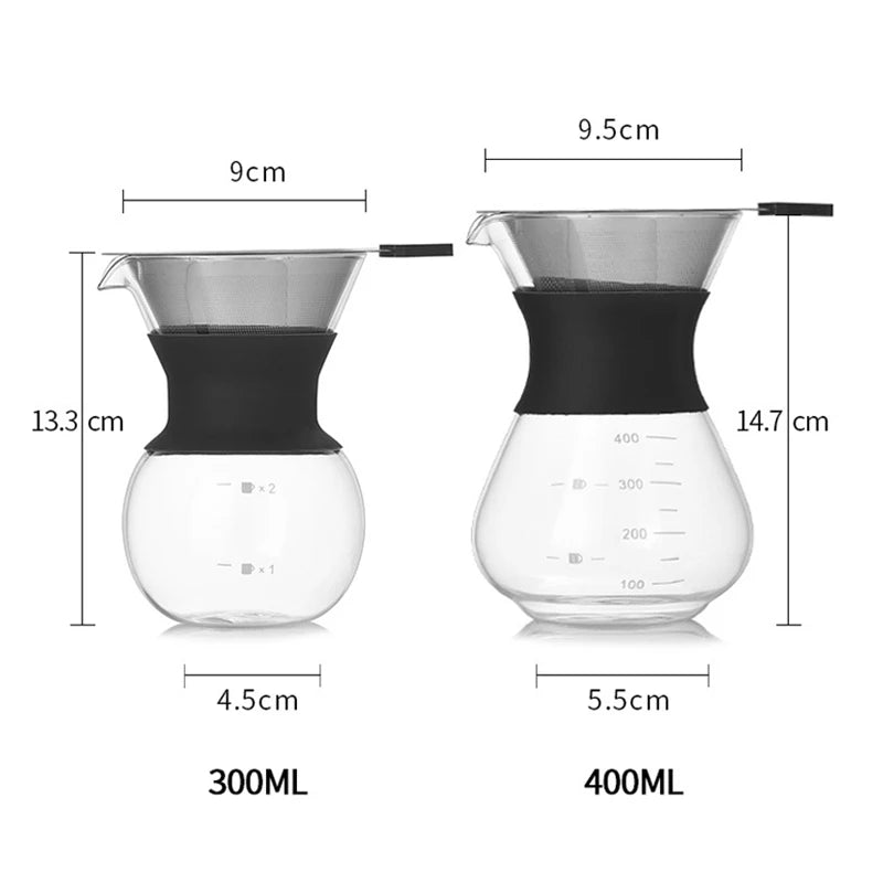 Pour Over Coffee Maker Set - Reusable Stainless Filter