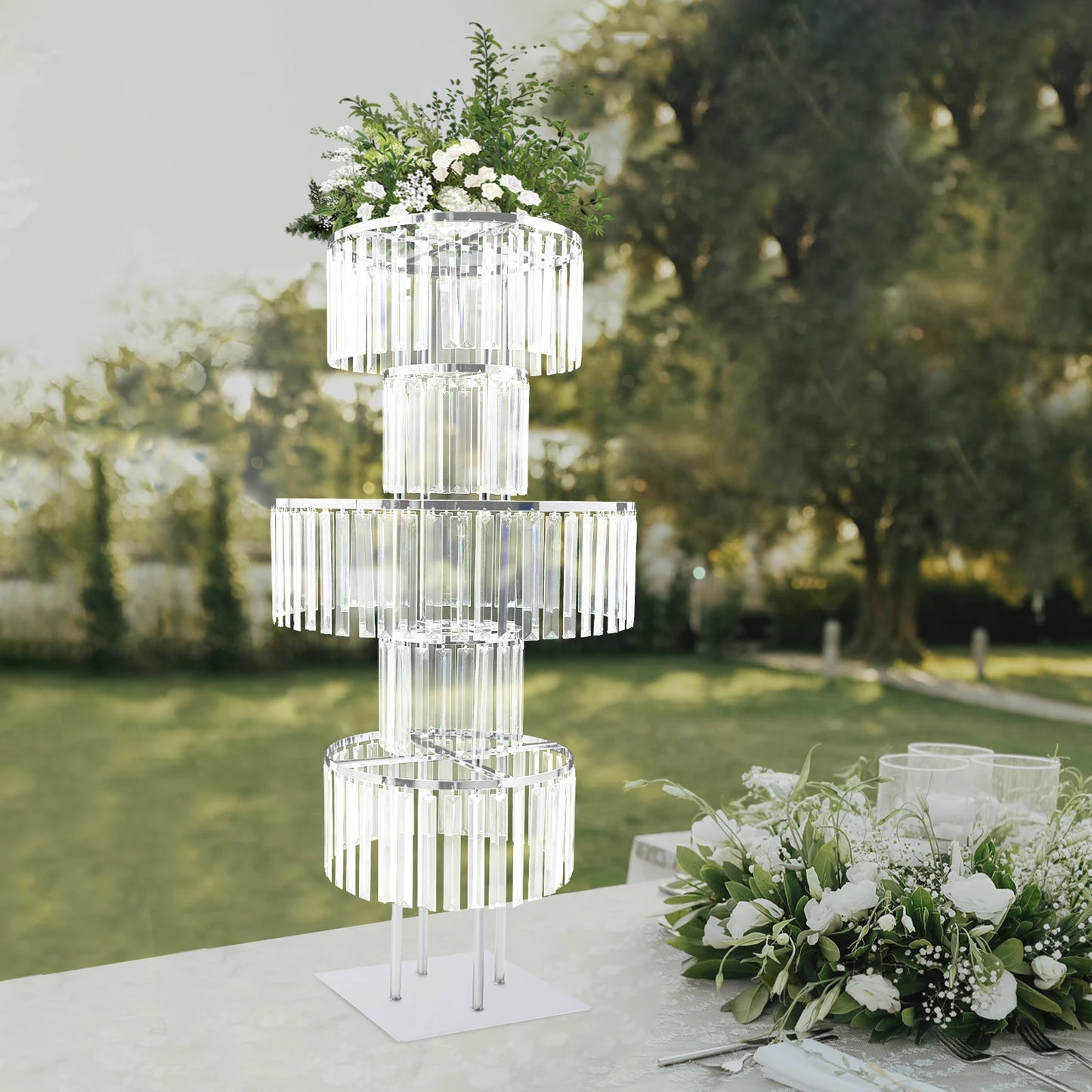 5 Tiers Gold/Silver Wedding Centerpieces Flower Stand Vase