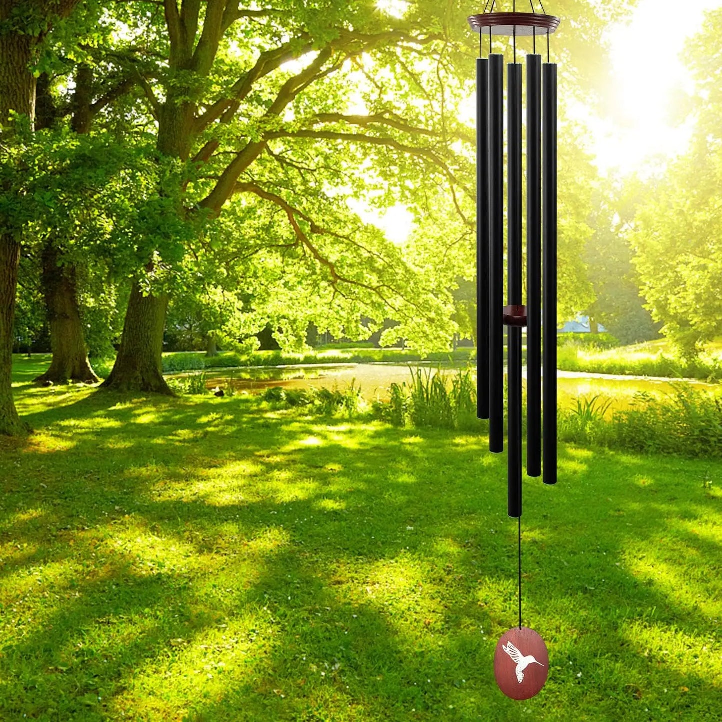 60-Inch Wind Chimes with Deep Tones, 5 Tuned Aluminum Tubes