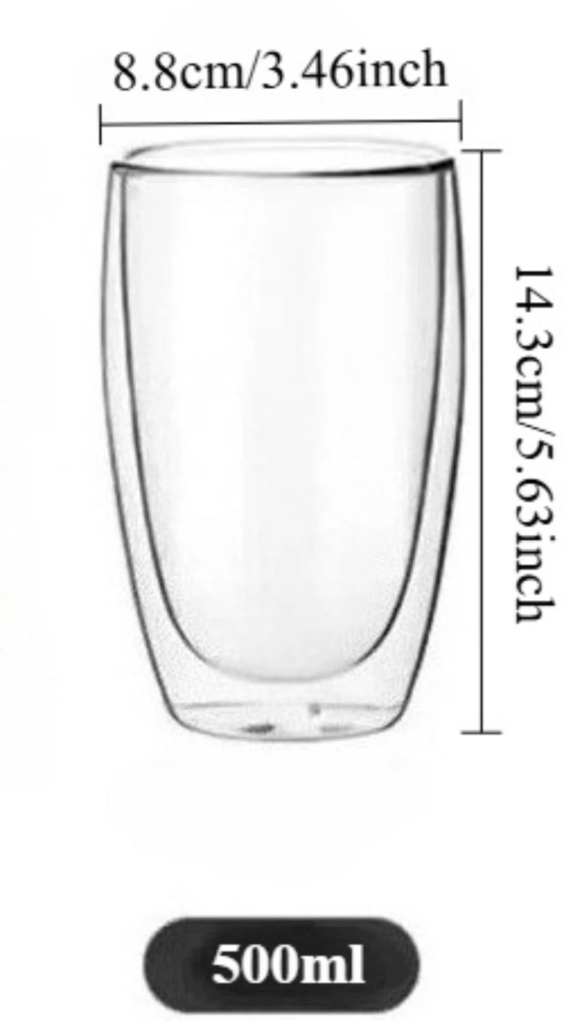 5 Sizes Double Wall Insulated Glass Cup Clear Espresso Coffee Mugs