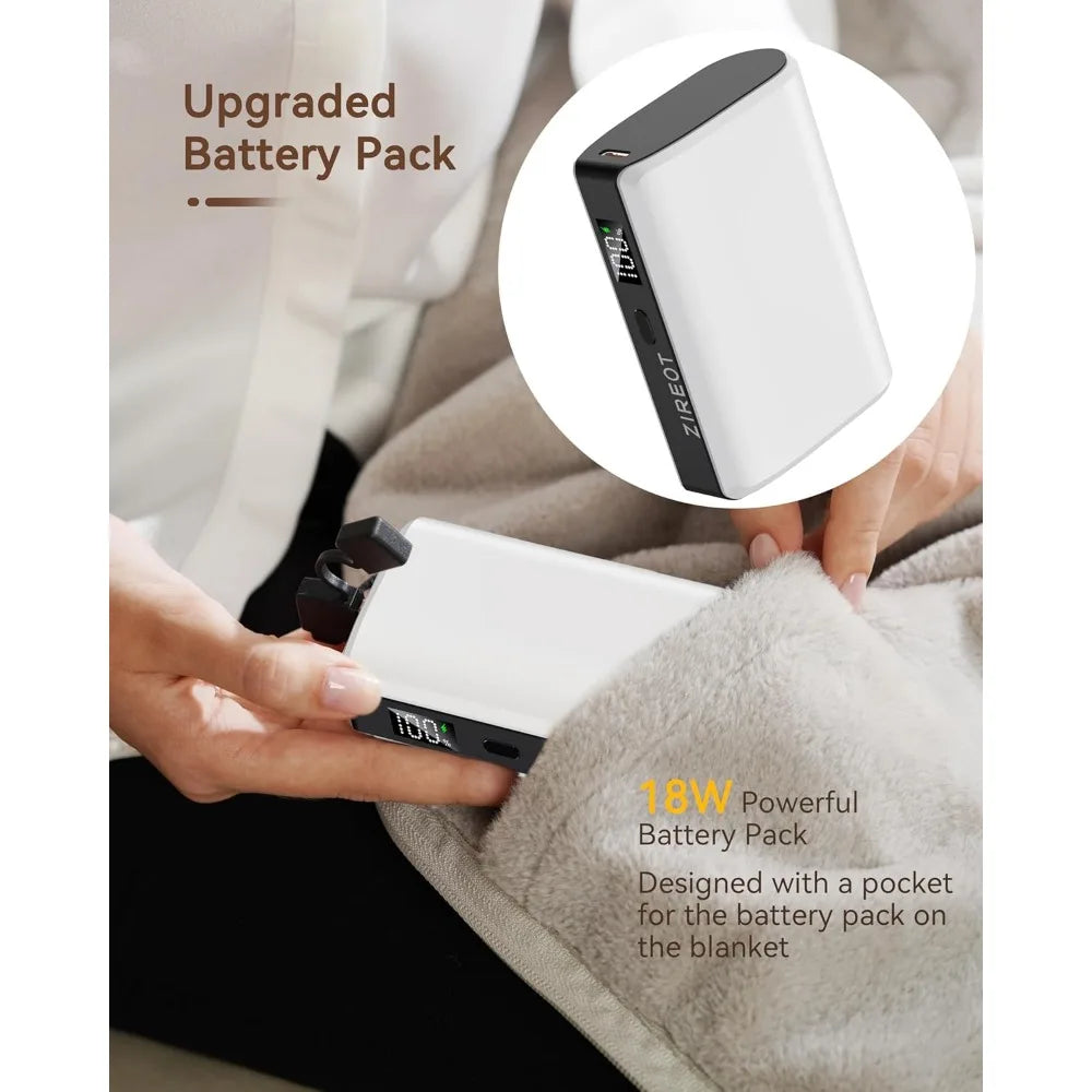 Cordless USB Heated Blanket with 3 Heat Levels, Portable Electric Throw for Neck & Shoulder Warmth