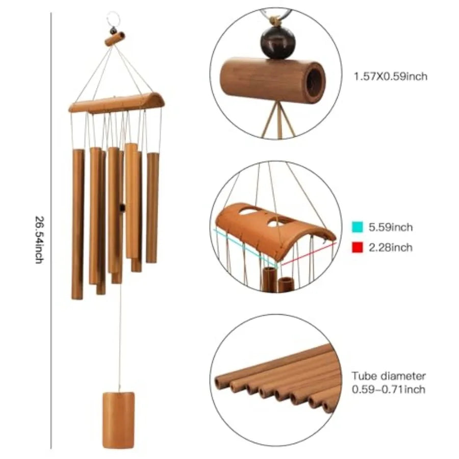 Bamboo Wind Chimes, Memorial Sympathy Wood Wind Chimes