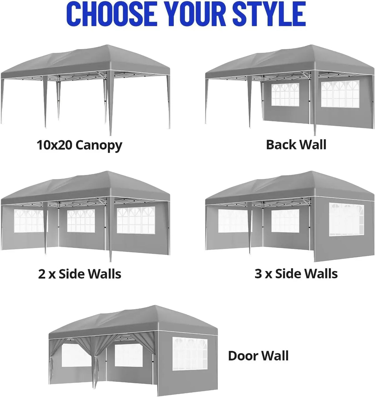 Heavy Duty 10x20 FT Pop Up Canopy Tent, with 6 Waterproof Sidewalls