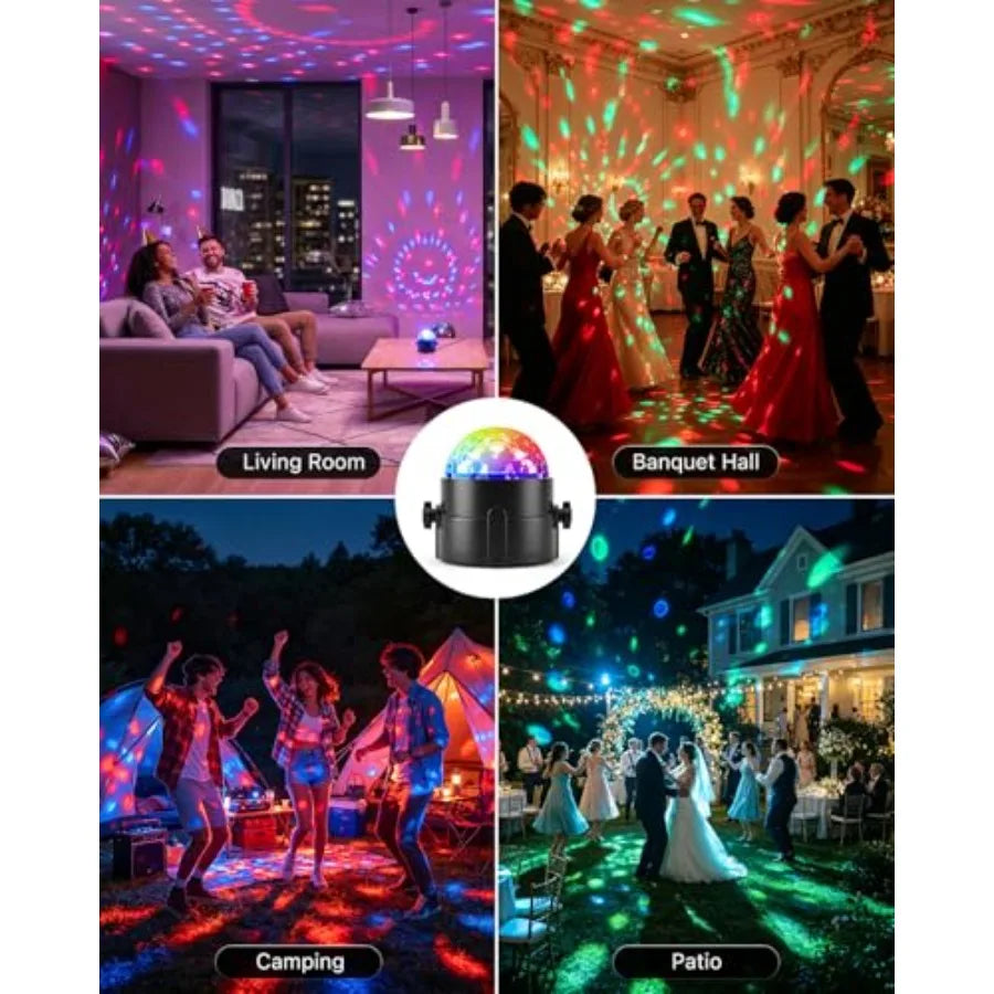 3 Pack RGB Disco Ball Lights with Sound Activation and 4.9ft Type C Cable