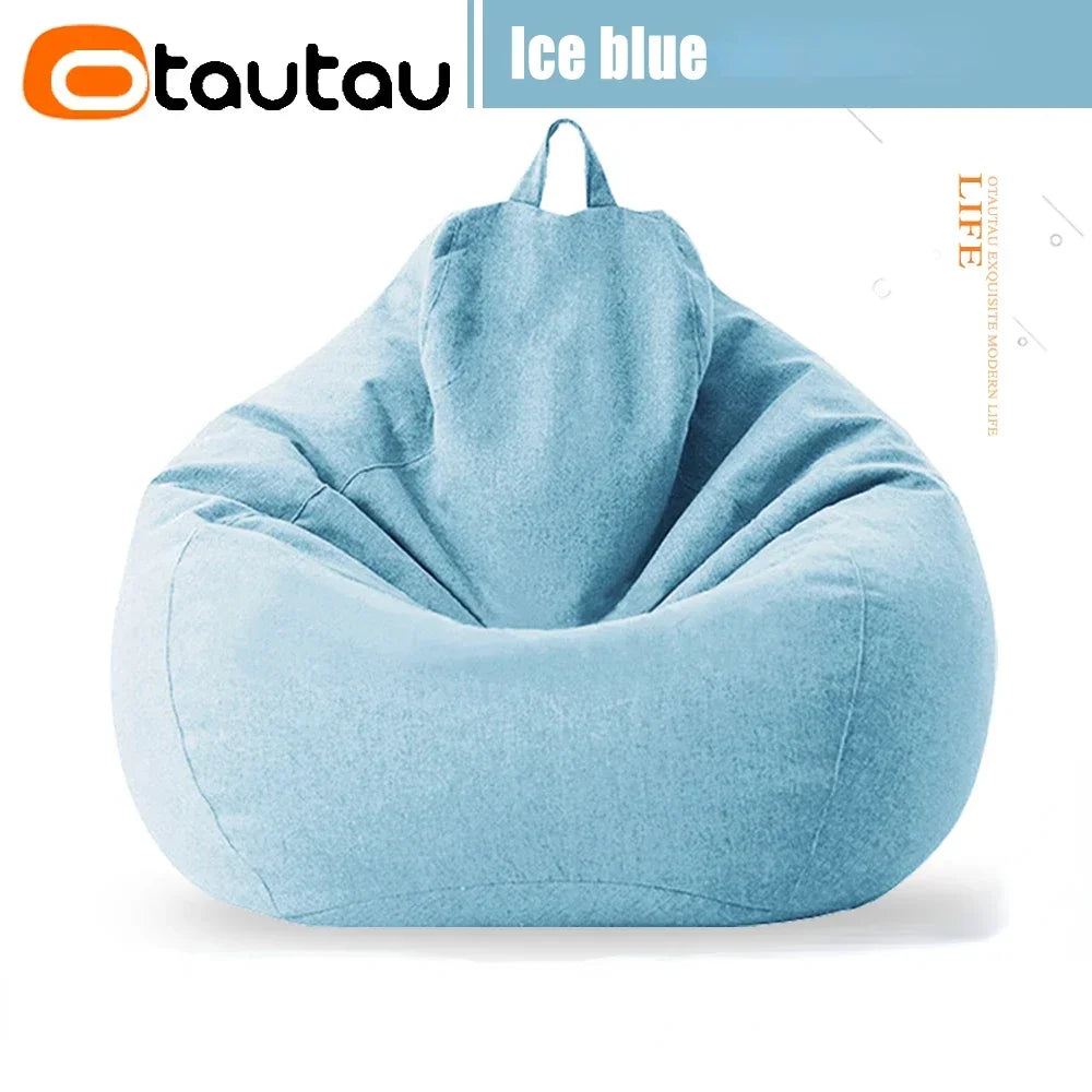 Filled 70cm Bean Bag Sofa with Filler Big Cotton Linen