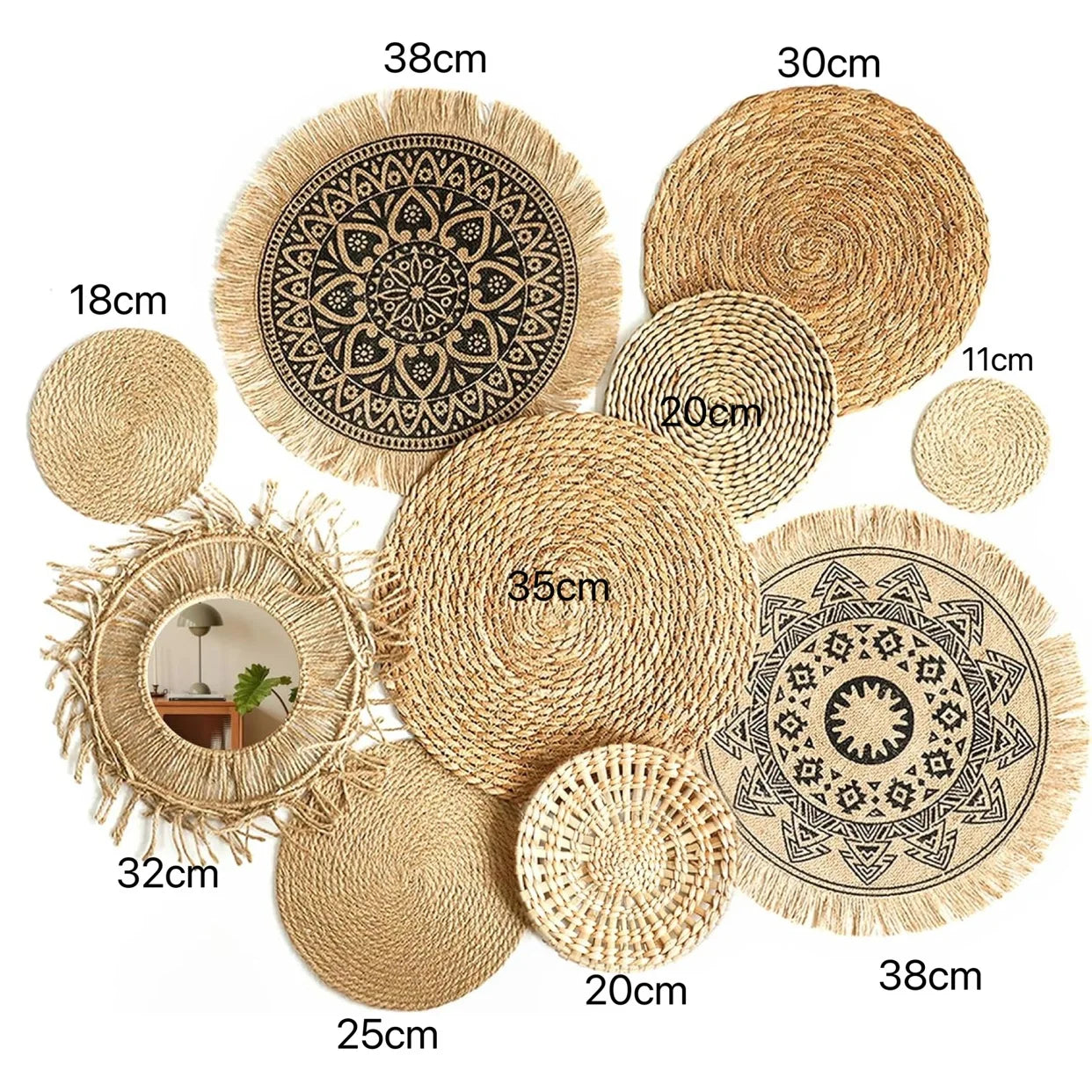 Boho Straw Wall Decor Grass Weaving Woven Tassel Wall Hanging