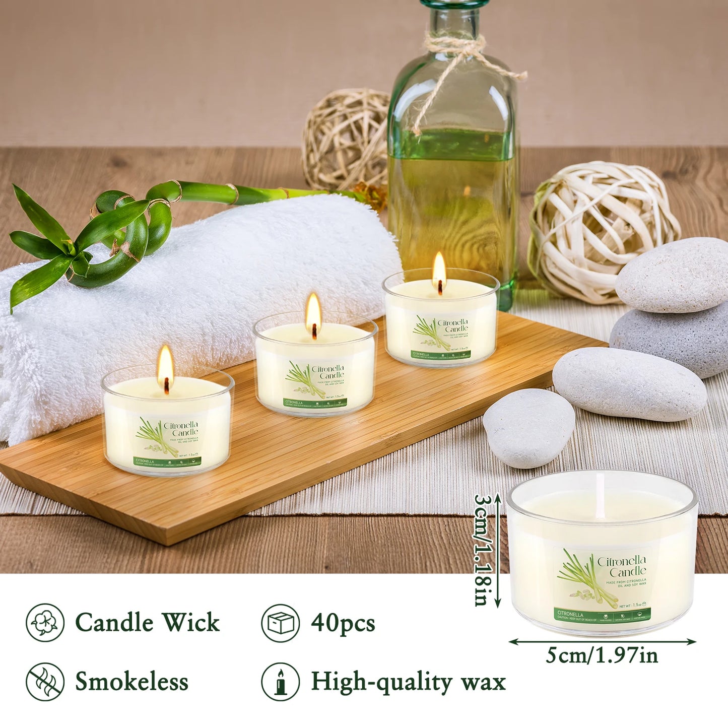 40-piece scented candles, with a fresh citronella fragrance-1.2 ounces in size,
